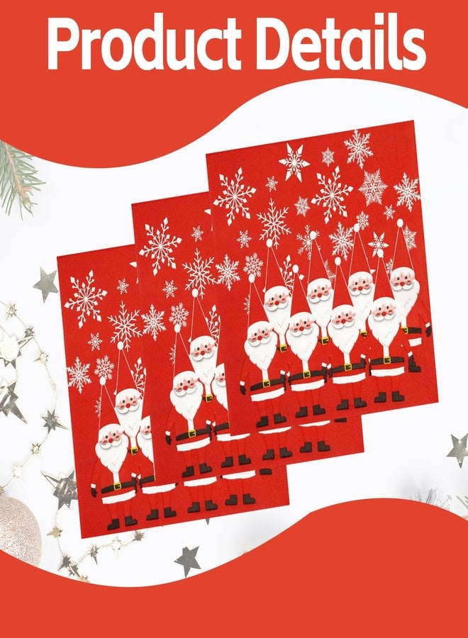 HiEnjoin 50 Pack Christmas Paper Napkins - Disposable Snowflake Santa Claus Paper Napkins, Merry Christmas Winter Holiday Party Supplies for Dinner Decorations - Image 3